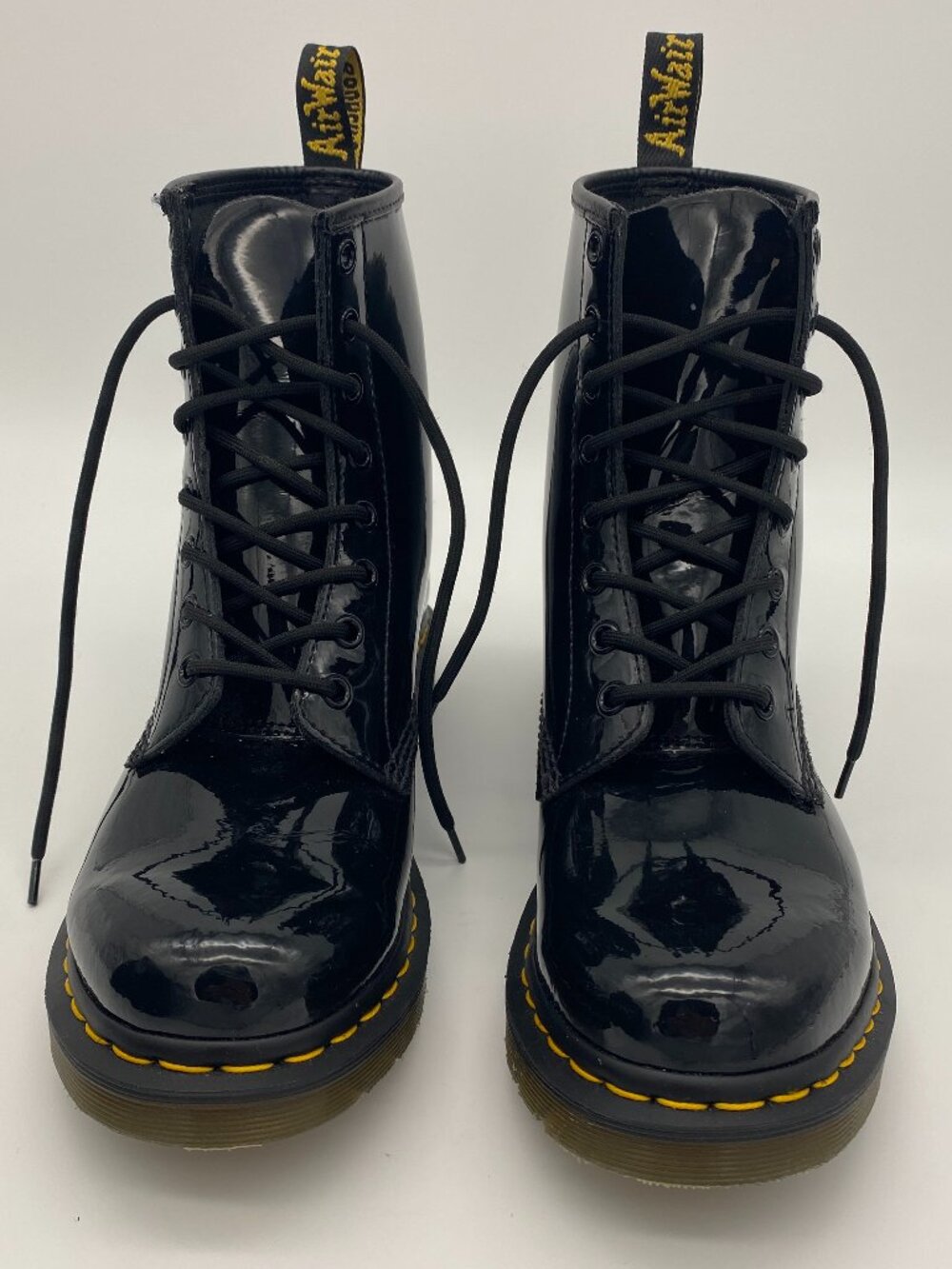 Dr. Martens 1460 Glossy Patent Boots Black Lace Up Combat Women’s Size 10 US